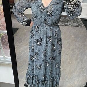 lovestitch Blue Floral V-Neck Maxi Dress